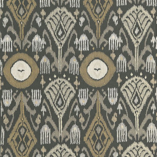 SCHUMACHER TURKESTAN EMBROIDERY FABRIC / CHARCOAL