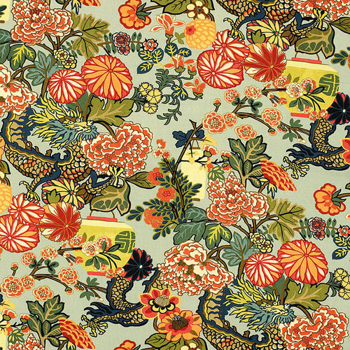 SCHUMACHER CHIANG MAI DRAGON FABRIC 173270 / AQUAMARINE
