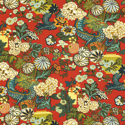 SCHUMACHER CHIANG MAI DRAGON FABRIC 173271 / LACQUER