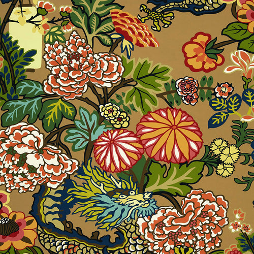 SCHUMACHER CHIANG MAI DRAGON FABRIC 173274 / MOCHA