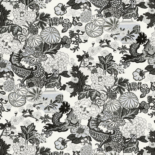 SCHUMACHER CHIANG MAI DRAGON FABRIC 173276 / SMOKE