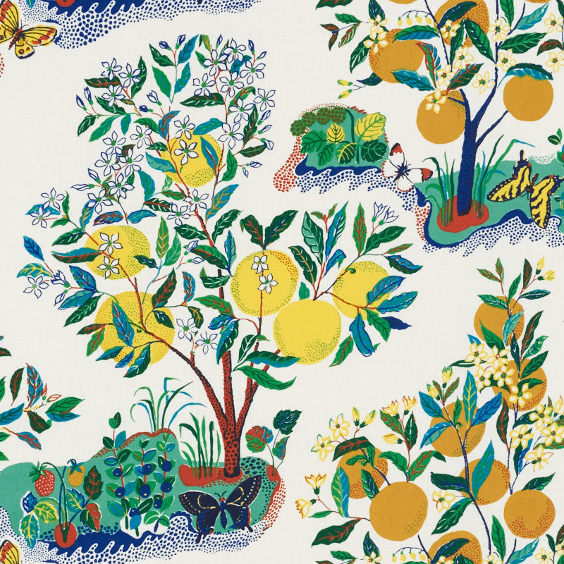 SCHUMACHER CITRUS GARDEN INDOOR/OUTDOOR FABRIC 177330 / PRIMARY