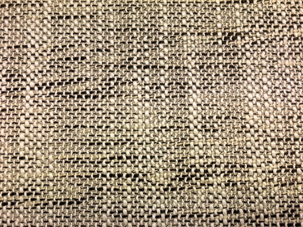 Cream Ivory Brown Woven Textured Mid Century Modern Water Resistant Upholstery Fabric