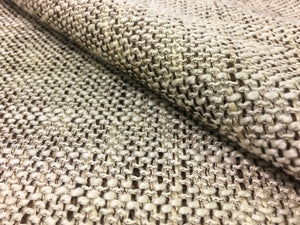 Cream Ivory Brown Woven Textured Mid Century Modern Water Resistant Upholstery Fabric