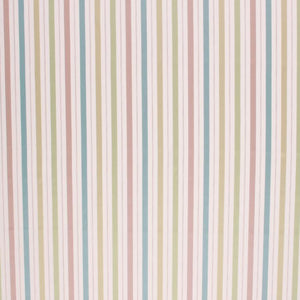 Satin Stripe Upholstery Drapery Fabric Rose Green Yellow Blue / Coastal
