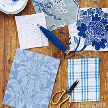 Load image into Gallery viewer, SCHUMACHER COLETTE DAMASK FABRIC / INDIGO
