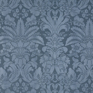 SCHUMACHER COLETTE DAMASK FABRIC / INDIGO