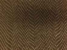 Load image into Gallery viewer, Glossy Chocolate Brown Snake Skin Reptile Pattern Faux Leather Upholstery Vinyl Fabric