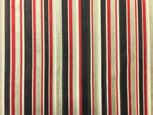 Load image into Gallery viewer, Brown Beige Taupe Red Stripe Cut Velvet Cotton Water Resistant Upholstery Fabric