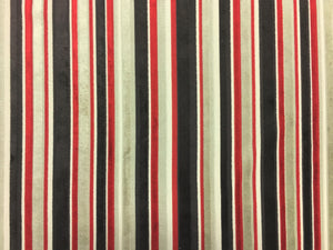 Brown Beige Taupe Red Stripe Cut Velvet Cotton Water Resistant Upholstery Fabric