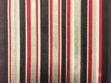 Load image into Gallery viewer, Brown Beige Taupe Red Stripe Cut Velvet Cotton Water Resistant Upholstery Fabric