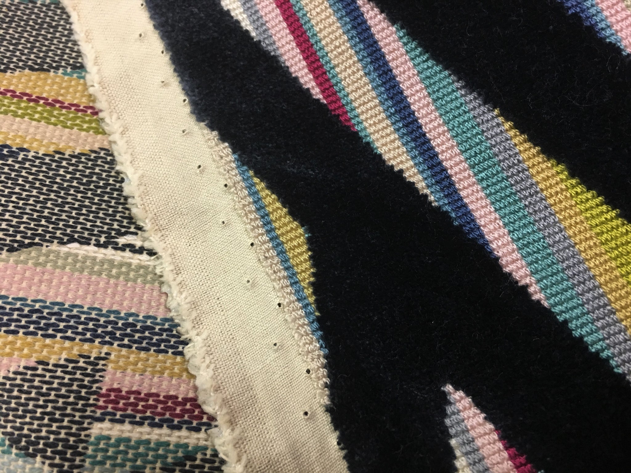 Geometric Black Fuchsia Blue Upholstery Fabric, Fabric Bistro, Columbia