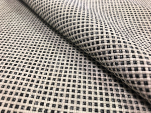 Clarence House Carriage Weave Domino Black Off White Small Scale Geometric Check Upholstery Fabric
