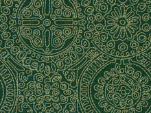 Load image into Gallery viewer, Forest Green Grey Ethnic Medallion Embroidered Drapery Fabric