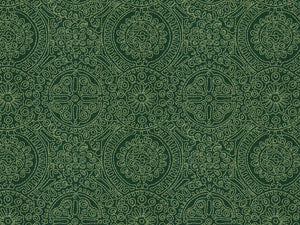 Forest Green Grey Ethnic Medallion Embroidered Drapery Fabric