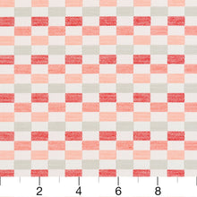 Load image into Gallery viewer, Essentials Outdoor Acrylic Checkered Upholstery Drapery Fabric Red Coral White / 30080-03
