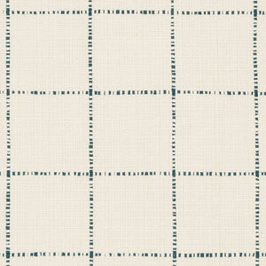 Essentials Linen Cotton Upholstery Checkered Fabric / White Blue
