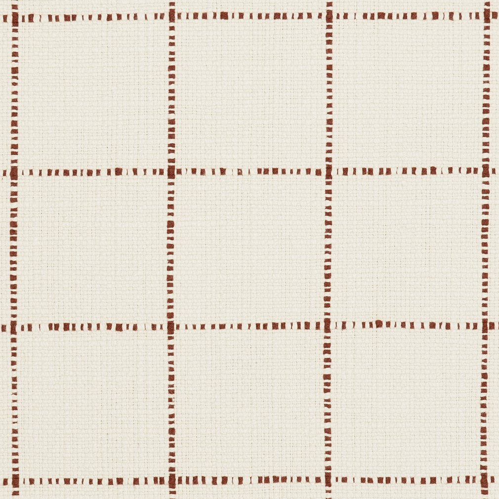 Essentials Linen Cotton Upholstery Checkered Fabric / White Brown