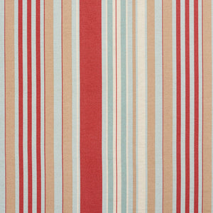 Essentials Coral Beige Aqua White Stripe Upholstery Drapery Fabric