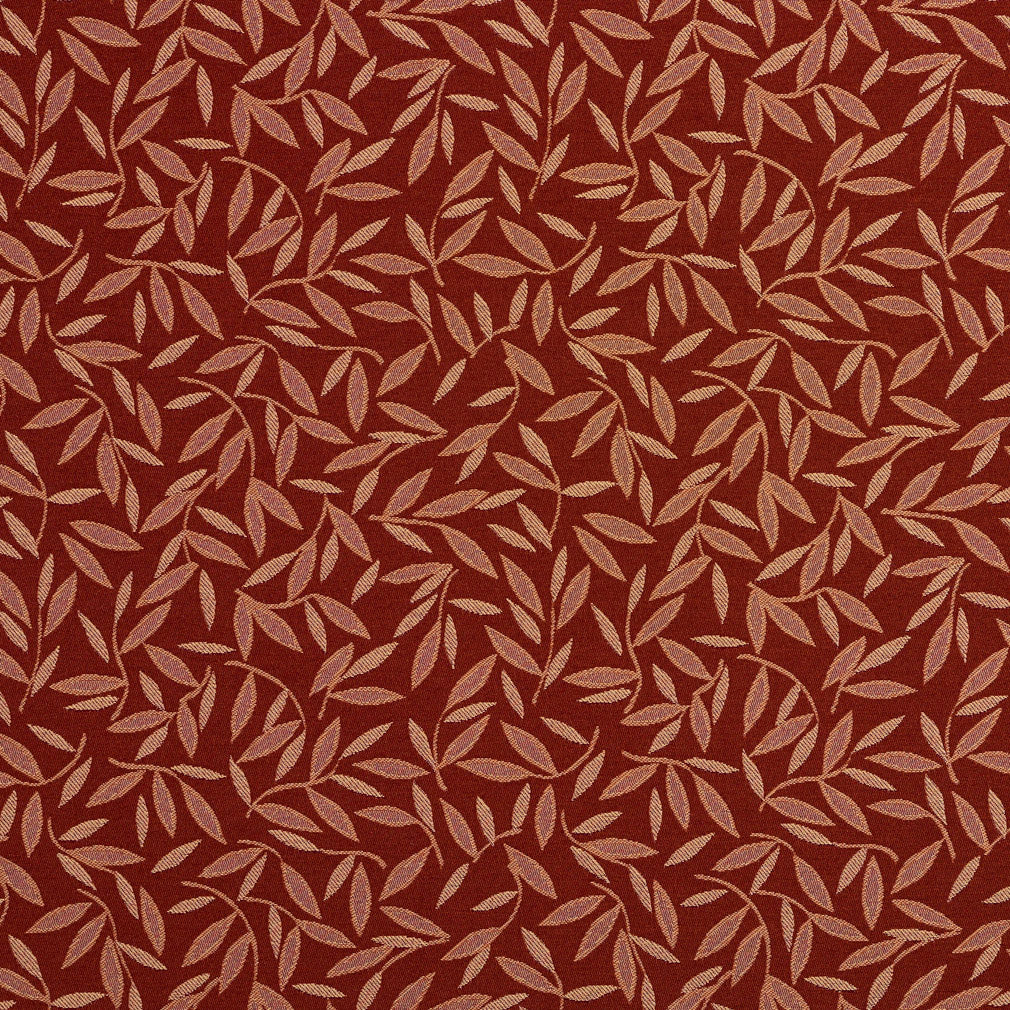 Essentials Red Beige Leaf Branches Upholstery Drapery Fabric / Adobe