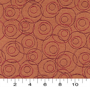 Essentials Mid Century Modern Geometric Coral Burgundy Circles Upholstery Fabric / Brandy