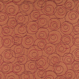 Essentials Mid Century Modern Geometric Coral Burgundy Circles Upholstery Fabric / Brandy