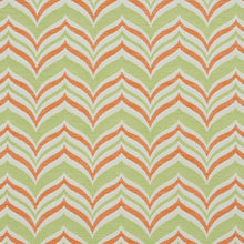 Load image into Gallery viewer, Essentials Outdoor Stain Resistant Upholstery Drapery Fabric Coral Lime / Catalina Wave