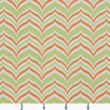 Load image into Gallery viewer, Essentials Outdoor Stain Resistant Upholstery Drapery Fabric Coral Lime / Catalina Wave