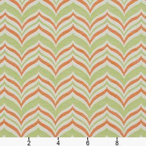 Essentials Outdoor Stain Resistant Upholstery Drapery Fabric Coral Lime / Catalina Wave