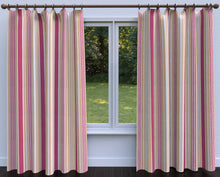 Load image into Gallery viewer, Essentials Crimson Salmon Beige Coral White Stripe Upholstery Drapery Fabric