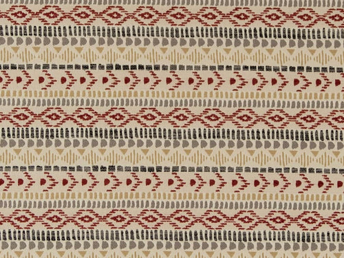 Heavy Duty African Tribal Tapestry Beige Red Gold Charcoal Grey Upholstery Fabric