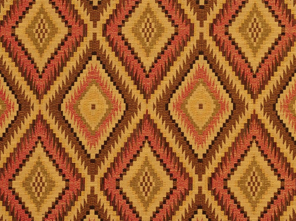 Southwestern Kilim Diamond Tapestry Beige Brown Black Pink Green Upholstery Fabric