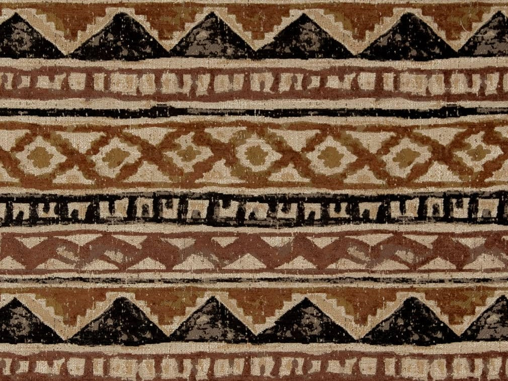 Heavy Duty Southwestern Geometric Tapestry Beige Burnt Orange Black Rusty Red Upholstery Fabric