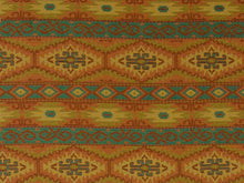 Load image into Gallery viewer, Heavy Duty Southwestern Kilim Tapestry Orange Yellow Beige Aqua Blue Upholstery Fabric