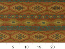 Load image into Gallery viewer, Heavy Duty Southwestern Kilim Tapestry Orange Yellow Beige Aqua Blue Upholstery Fabric