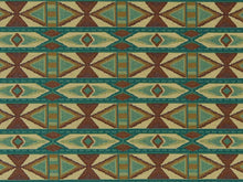 Load image into Gallery viewer, Heavy Duty Southwestern Kilim Tapestry Rusty Red Beige Teal Blue Gold Upholstery Fabric