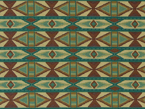 Heavy Duty Southwestern Kilim Tapestry Rusty Red Beige Teal Blue Gold Upholstery Fabric