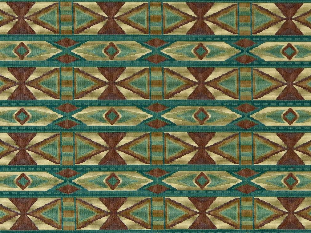 Heavy Duty Southwestern Kilim Tapestry Rusty Red Beige Teal Blue Gold Upholstery Fabric