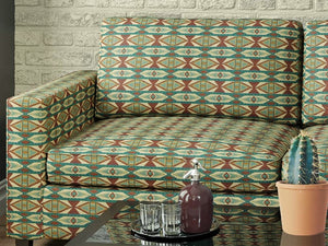 Heavy Duty Southwestern Kilim Tapestry Rusty Red Beige Teal Blue Gold Upholstery Fabric