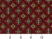 Load image into Gallery viewer, Heavy Duty Southwestern Geometric Abstract Tapestry Red Navy French Blue Green Orange Upholstery Fabric