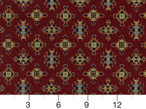 Heavy Duty Southwestern Geometric Abstract Tapestry Red Navy French Blue Green Orange Upholstery Fabric