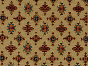 Heavy Duty Southwestern Geometric Abstract Tapestry Beige Rusty Red Teal Navy Blue Gold Orange Upholstery Fabric