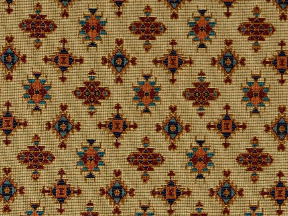 Heavy Duty Southwestern Geometric Abstract Tapestry Beige Rusty Red Teal Navy Blue Gold Orange Upholstery Fabric