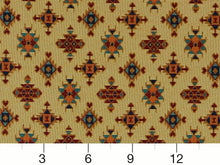 Load image into Gallery viewer, Heavy Duty Southwestern Geometric Abstract Tapestry Beige Rusty Red Teal Navy Blue Gold Orange Upholstery Fabric