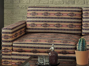 Heavy Duty Southwestern Geometric Abstract Tapestry Cream Taupe Rusty Red French Blue Black Upholstery Fabric