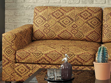 Load image into Gallery viewer, Heavy Duty Tribal Geometric Abstract Diamond Tapestry Beige Burnt Orange Brown Upholstery Fabric