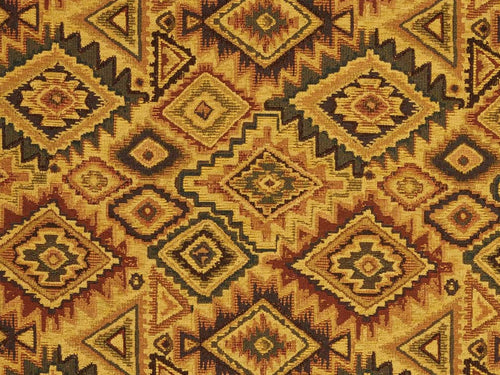 Heavy Duty Southwestern Geometric Tapestry Beige Green Brown Upholstery Fabric