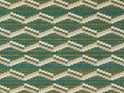 Heavy Duty Southwestern Kilim Tapestry Teal Blue Green Chartreuse Cream Beige Upholstery Fabric