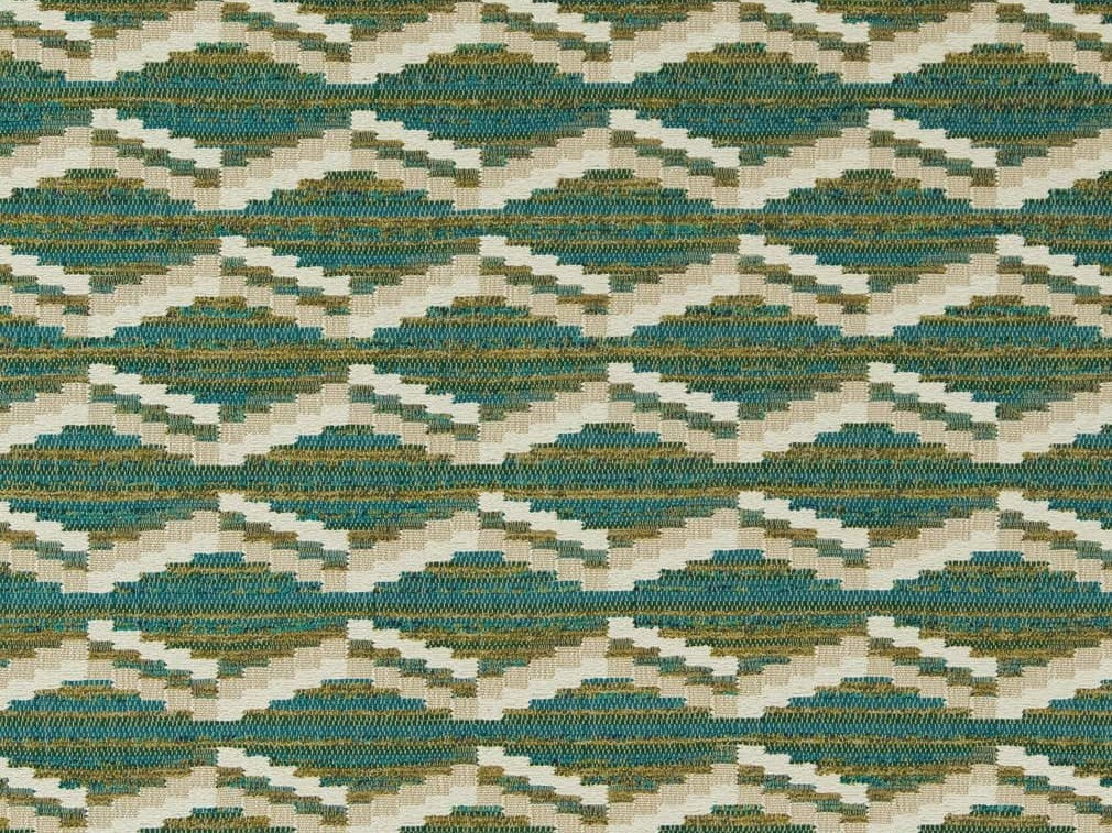 Heavy Duty Southwestern Kilim Tapestry Teal Blue Green Chartreuse Cream Beige Upholstery Fabric