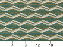 Load image into Gallery viewer, Heavy Duty Southwestern Kilim Tapestry Teal Blue Green Chartreuse Cream Beige Upholstery Fabric